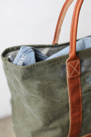 WWII era Salvaged Canvas Tote Bag