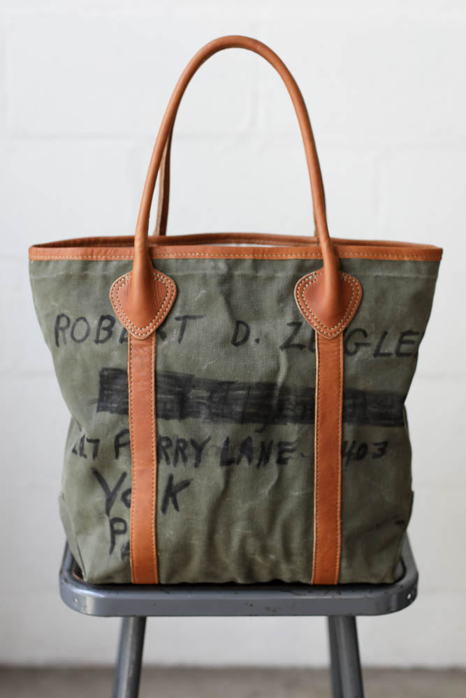 WWII era Salvaged Canvas Passenger Tote