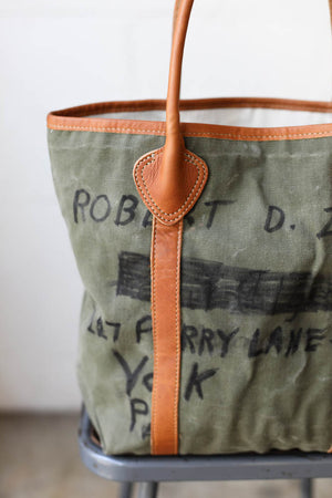 WWII era Salvaged Canvas Passenger Tote