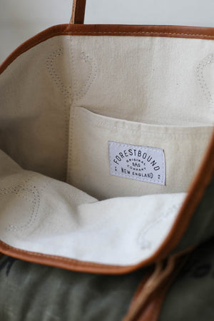 WWII era Salvaged Military Canvas Tote Bag