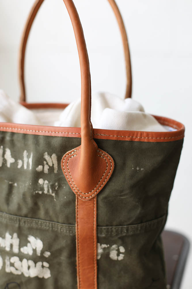 WWII era Salvaged Military Canvas Tote Bag