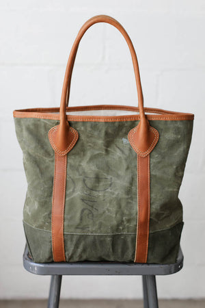 WWII era Salvaged Military Canvas Tote Bag