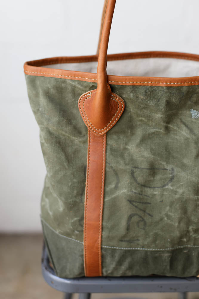 WWII era Salvaged Military Canvas Tote Bag