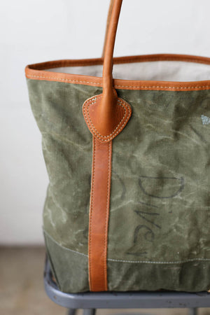 WWII era Salvaged Military Canvas Tote Bag