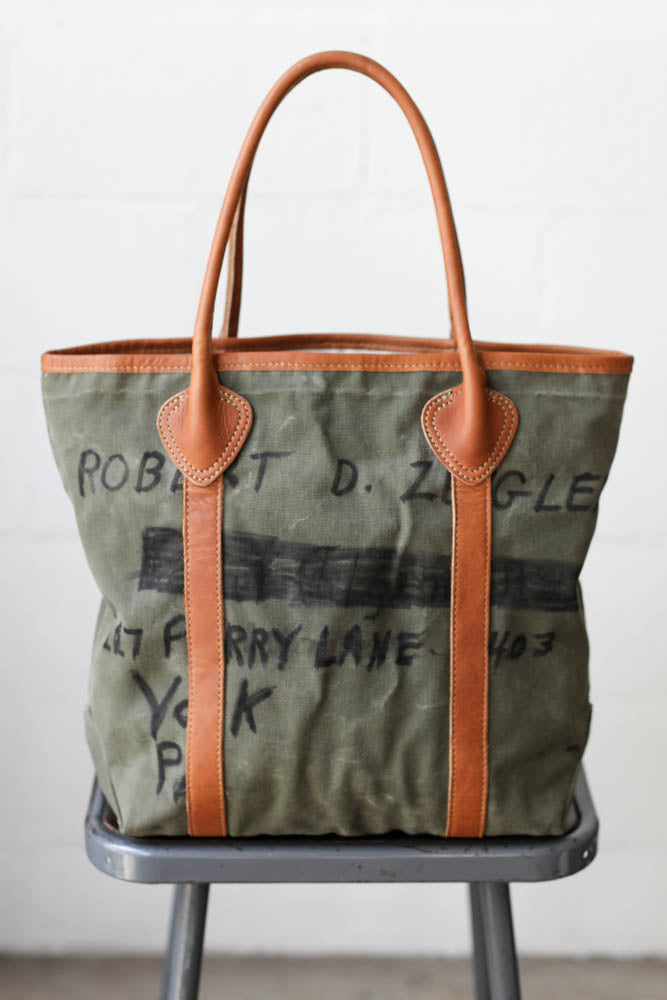 WWII era Salvaged Canvas Passenger Tote