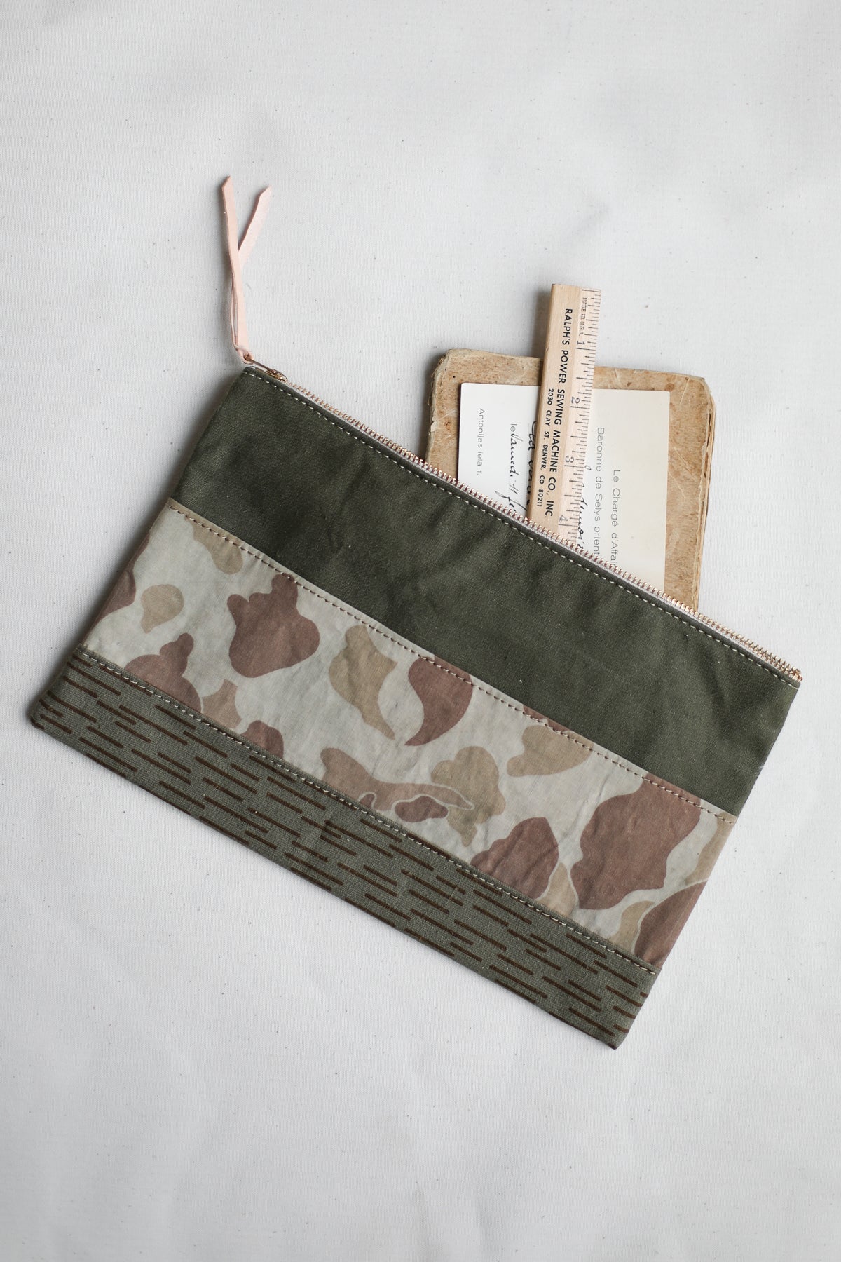 1950's era Salvaged Canvas & Camo Utility Pouch