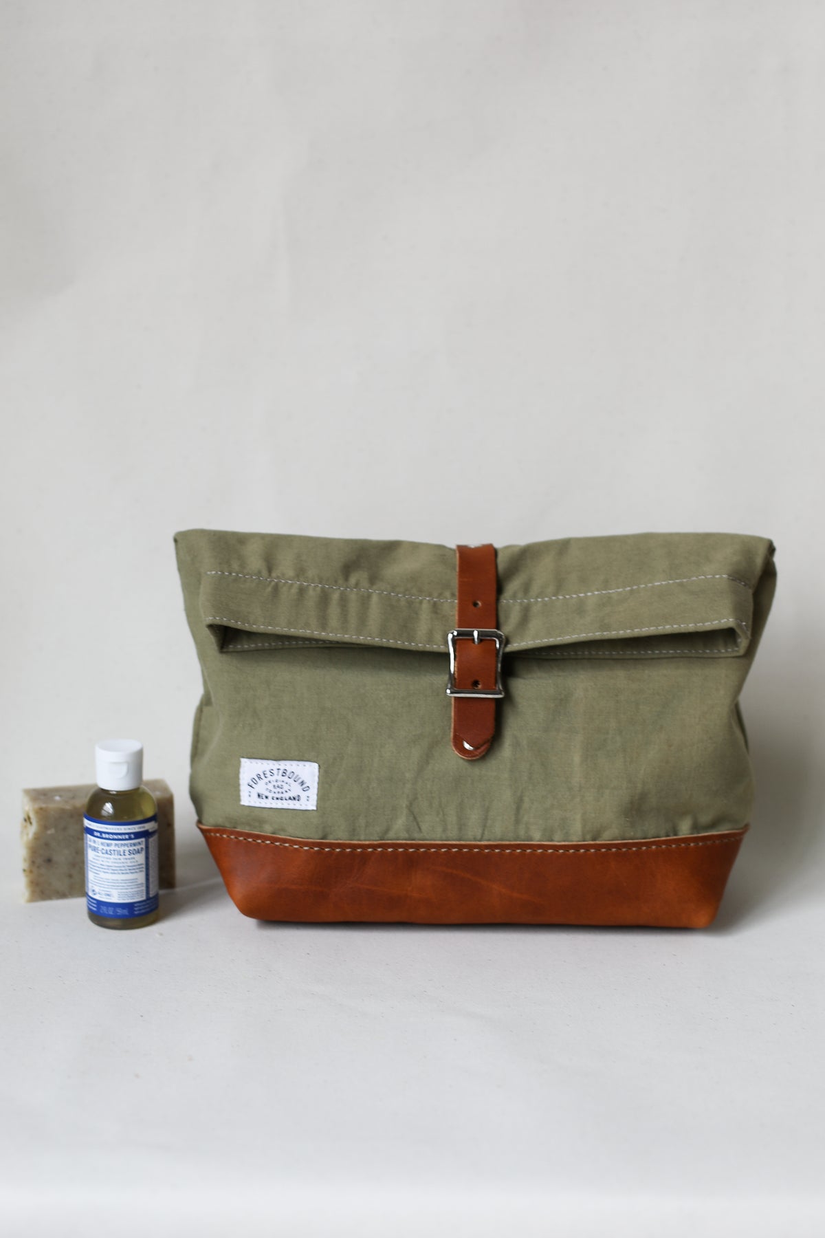 1950's era Salvaged Canvas Roll Top Dopp Kit