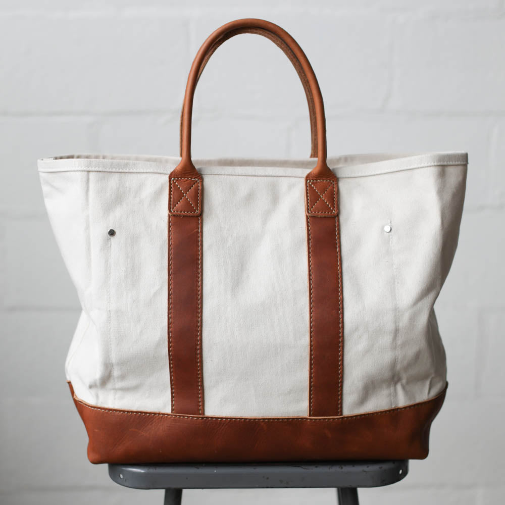Canvas & Leather Tote Bag - Sample