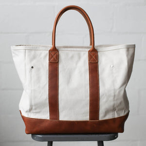 Canvas & Leather Tote Bag - Sample