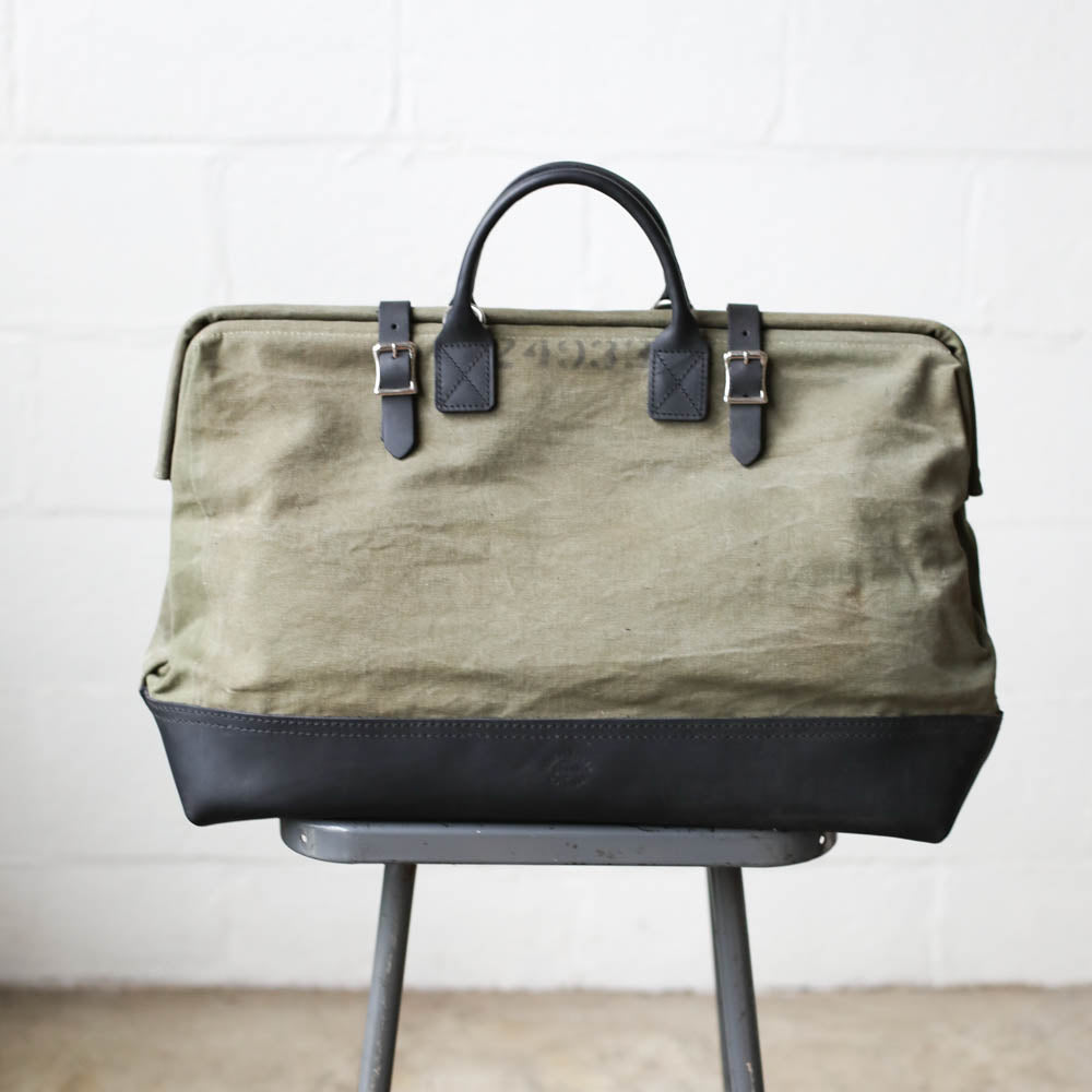 WWII era Salvaged Canvas Carryall - Sample