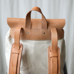 Canvas & Leather Cinch Backpack - Sample