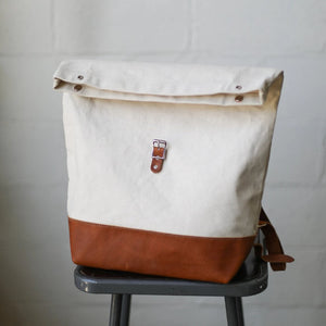 Canvas & Leather Roll Top Backpack