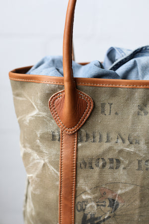 1930's era Salvaged Seabees Canvas Tote Bag