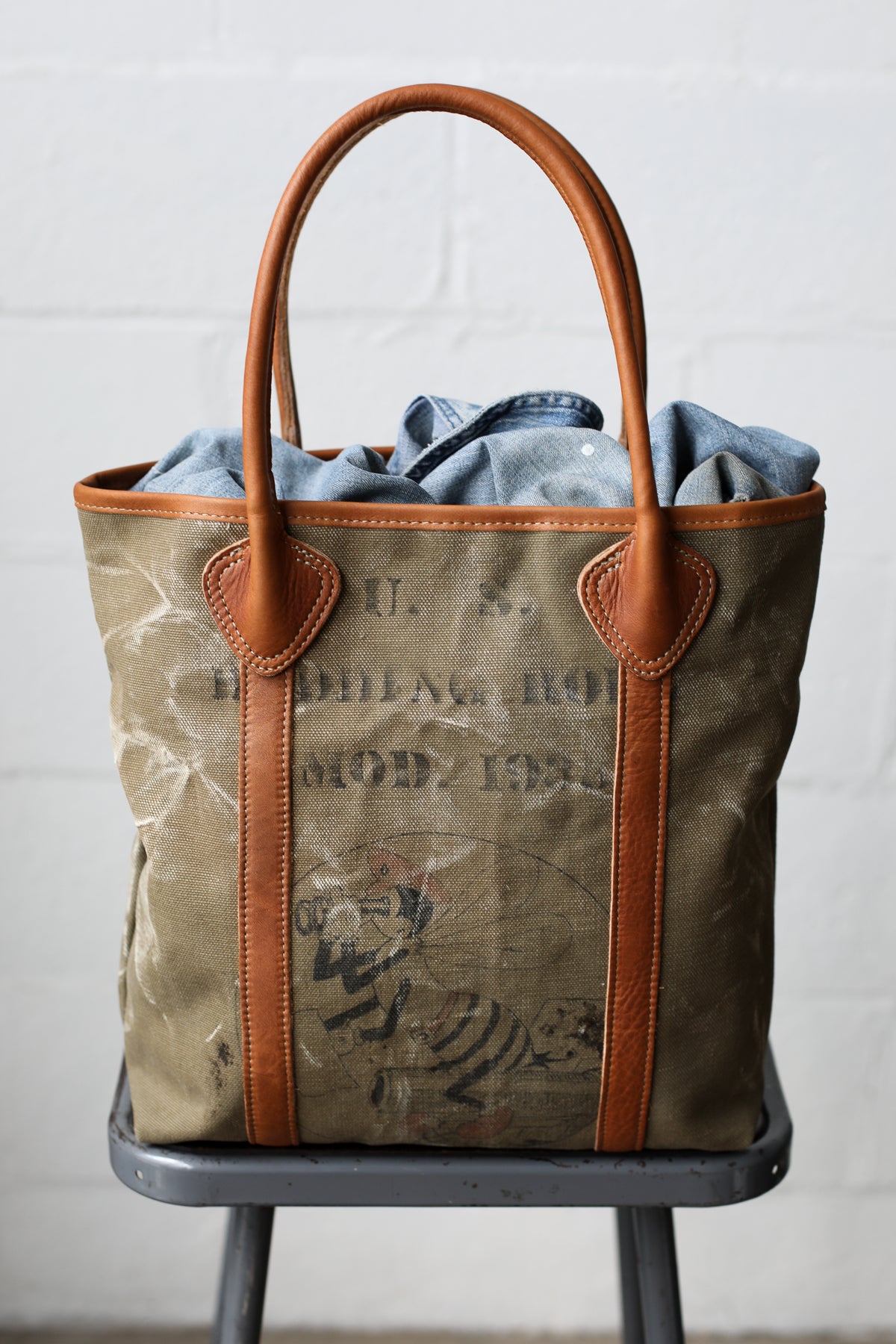 1930's era Salvaged Seabees Canvas Tote Bag