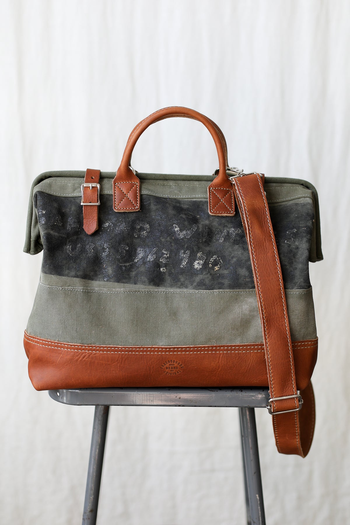 1940's era Salvaged Canvas Carryall