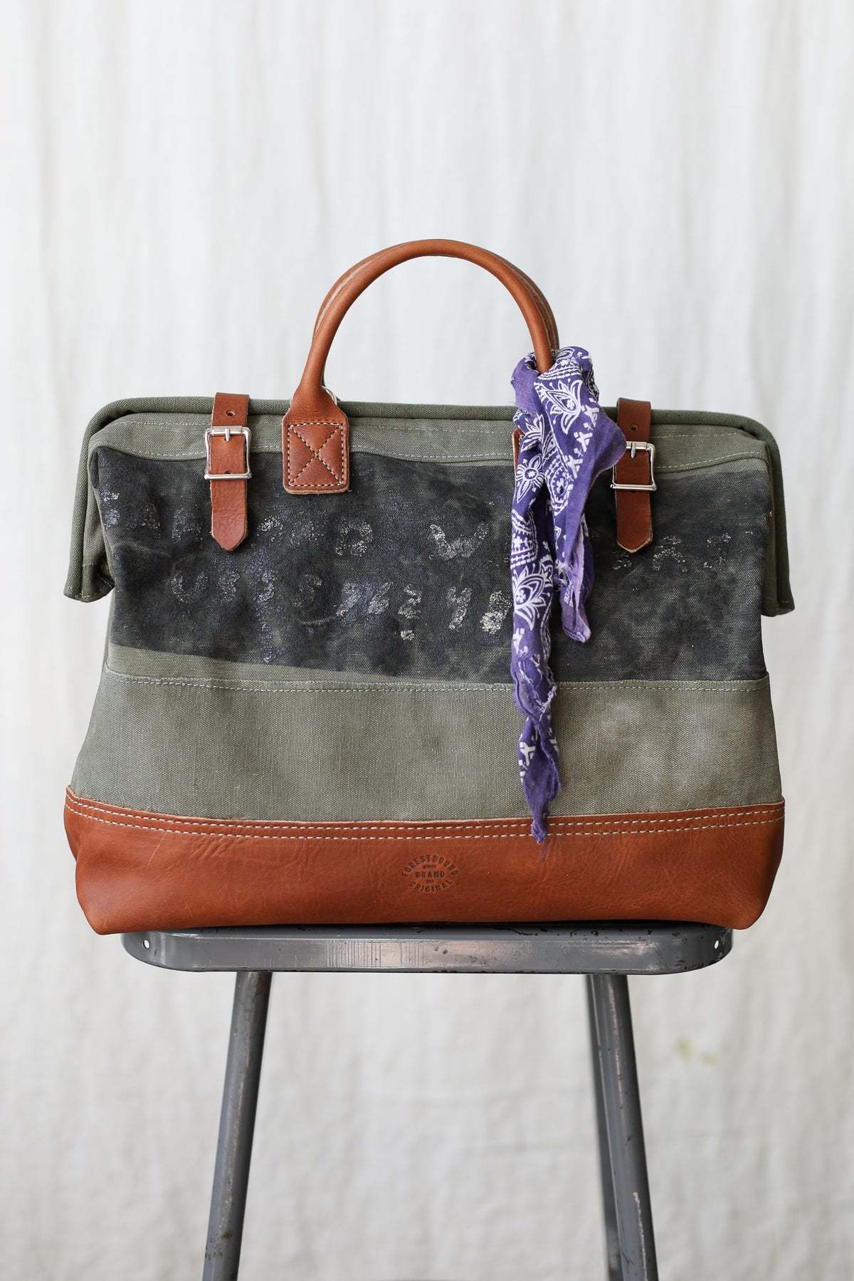 1940's era Salvaged Canvas Carryall