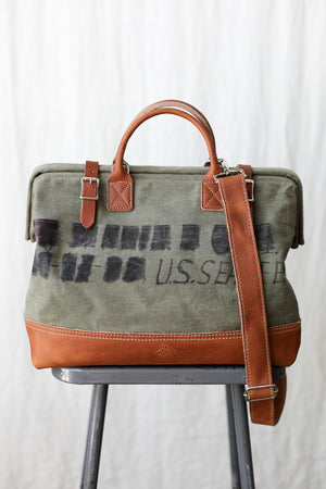 1940's era Seabees Salvaged Canvas Carryall