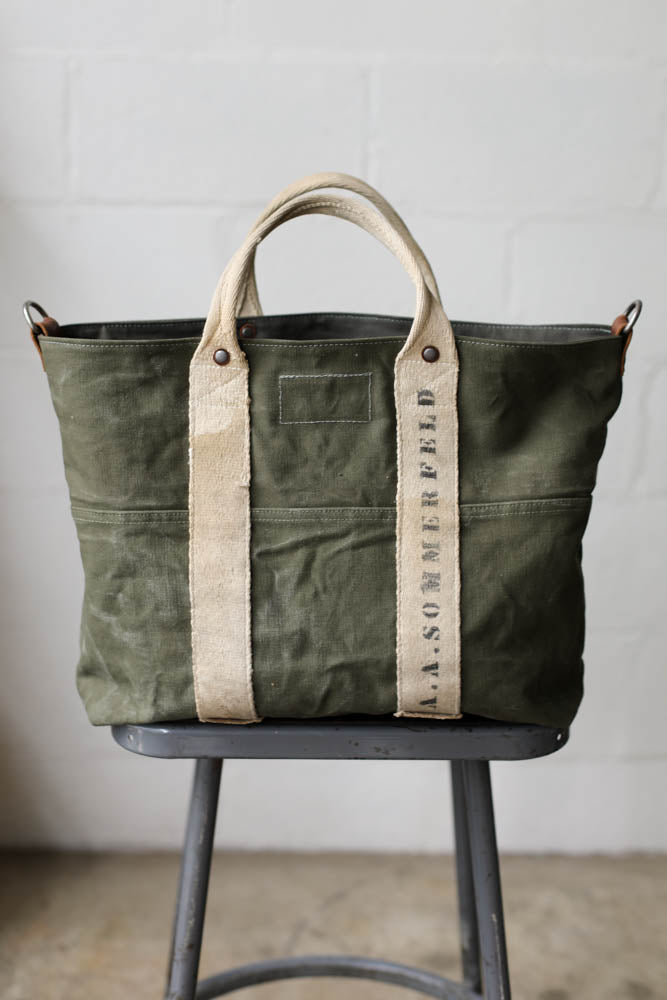 1940's era Salvaged Canvas Carryall