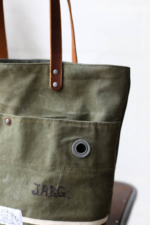 WWII era Salvaged Canvas Tote Bag