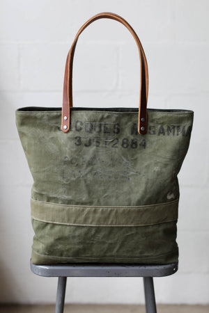 WWII era Salvaged Canvas Tote Bag