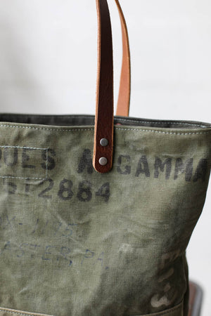 WWII era Salvaged Canvas Tote Bag