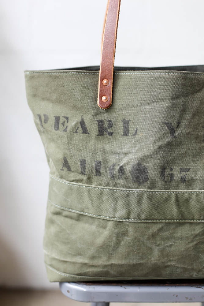 WWII era Salvaged Canvas Tote Bag