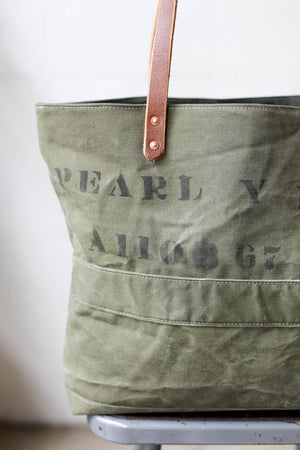 WWII era Salvaged Canvas Tote Bag