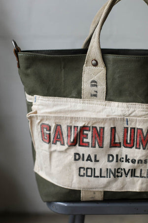 1940's era Salvaged Canvas Carryall