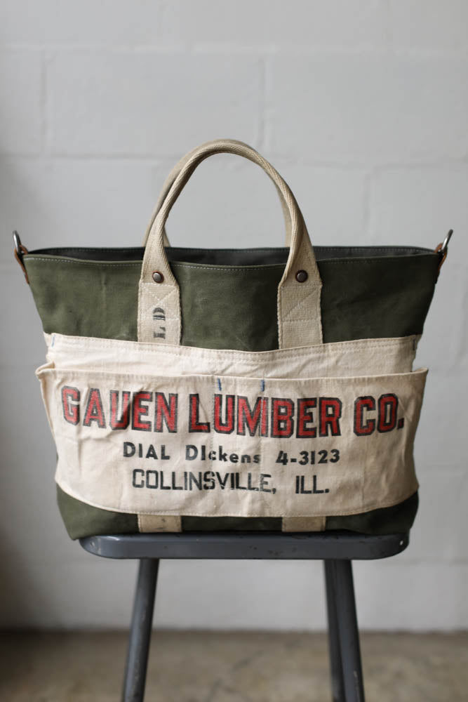 1940's era Salvaged Canvas Carryall