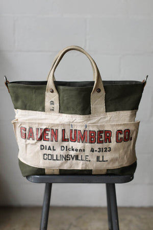 1940's era Salvaged Canvas Carryall