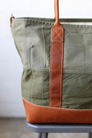 WWII era Salvaged Canvas Tote Bag
