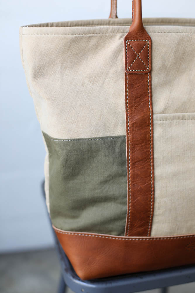 1940's era Salvaged Canvas Tote Bag