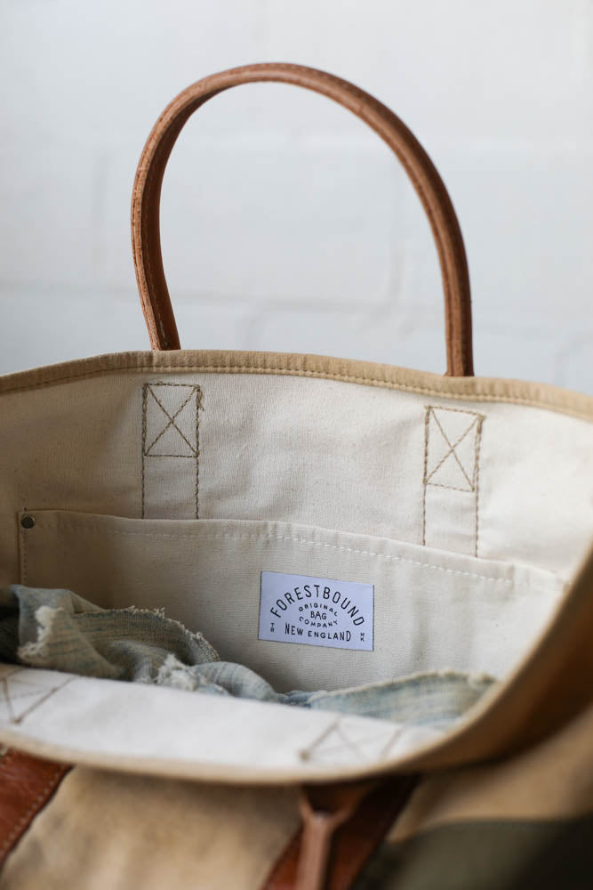 1940's era Salvaged Canvas Tote Bag
