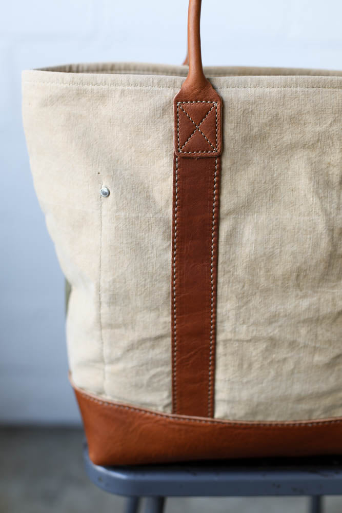 1940's era Salvaged Canvas Tote Bag