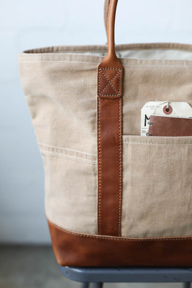 1950's era Salvaged Canvas Tote Bag