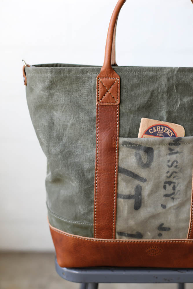WWII era Salvaged Canvas Tote Bag