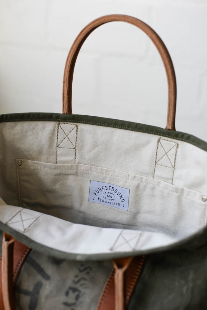 WWII era Salvaged Canvas Tote Bag