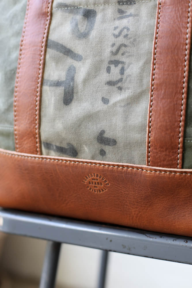 WWII era Salvaged Canvas Tote Bag
