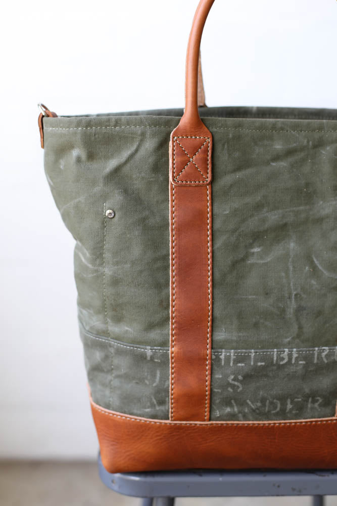 WWII era Salvaged Canvas Tote Bag