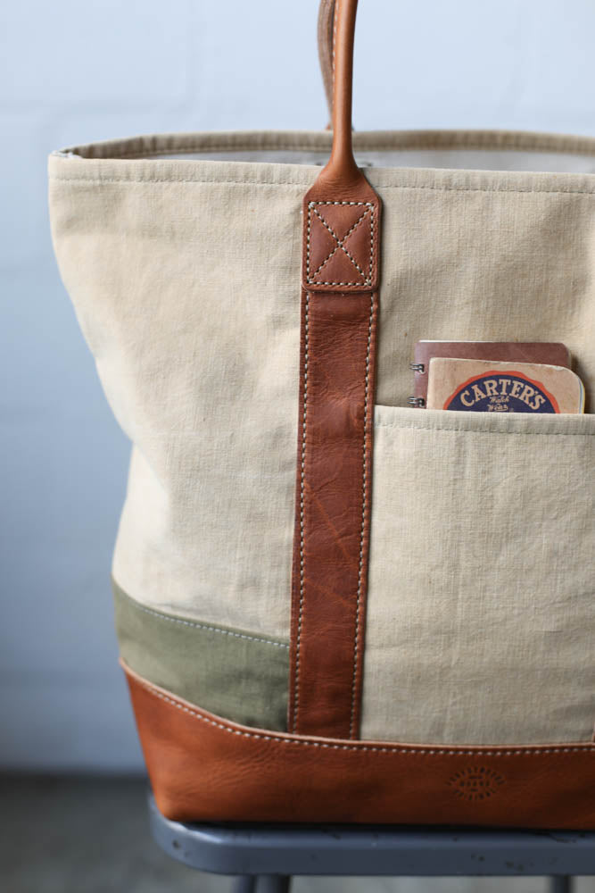 1940's era Salvaged Canvas Tote Bag