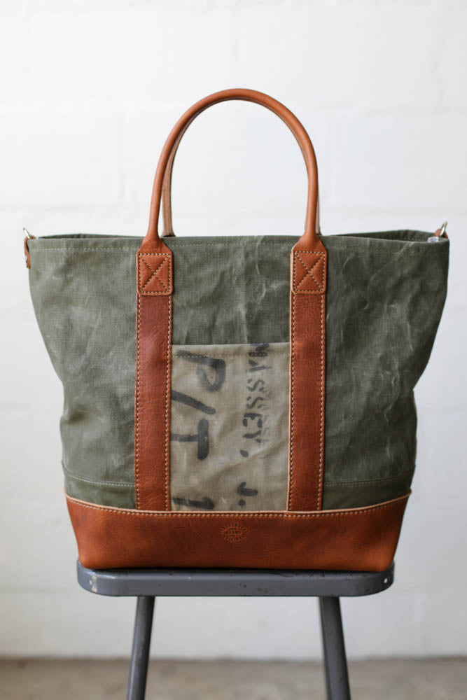WWII era Salvaged Canvas Tote Bag