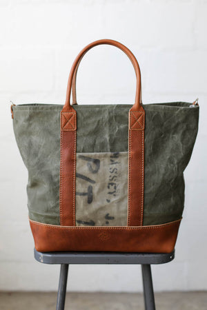 WWII era Salvaged Canvas Tote Bag