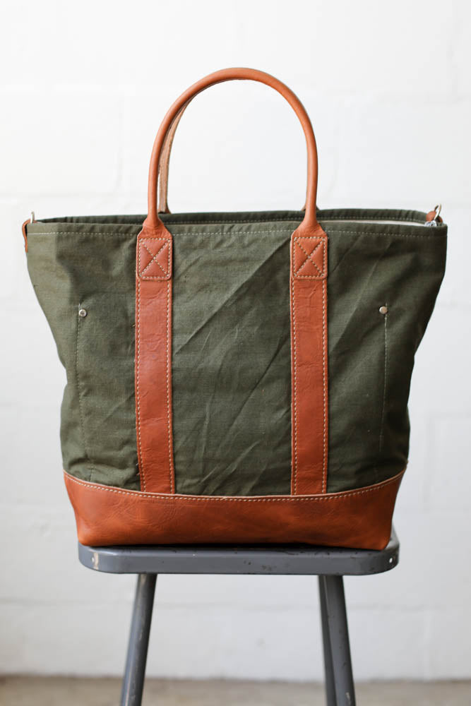 WWII era Salvaged Canvas & Camo Tote Bag