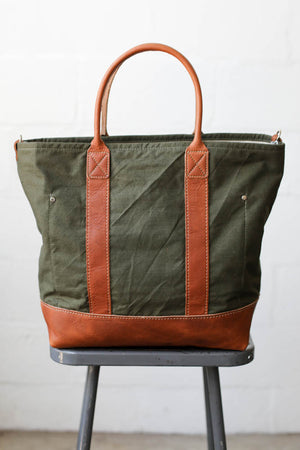 WWII era Salvaged Canvas & Camo Tote Bag