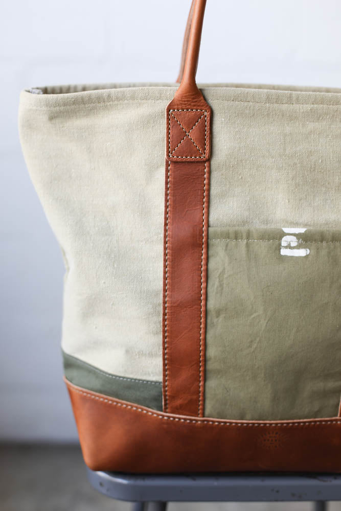 WWII era Salaged Canvas Tote Bag