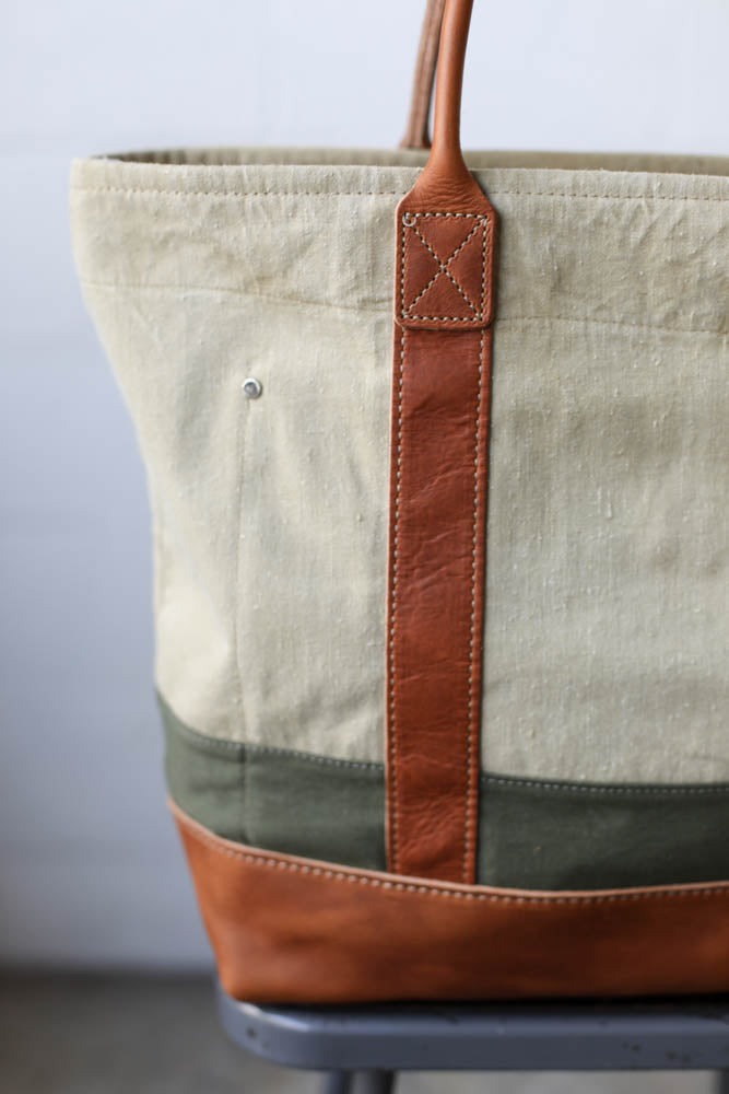 WWII era Salaged Canvas Tote Bag