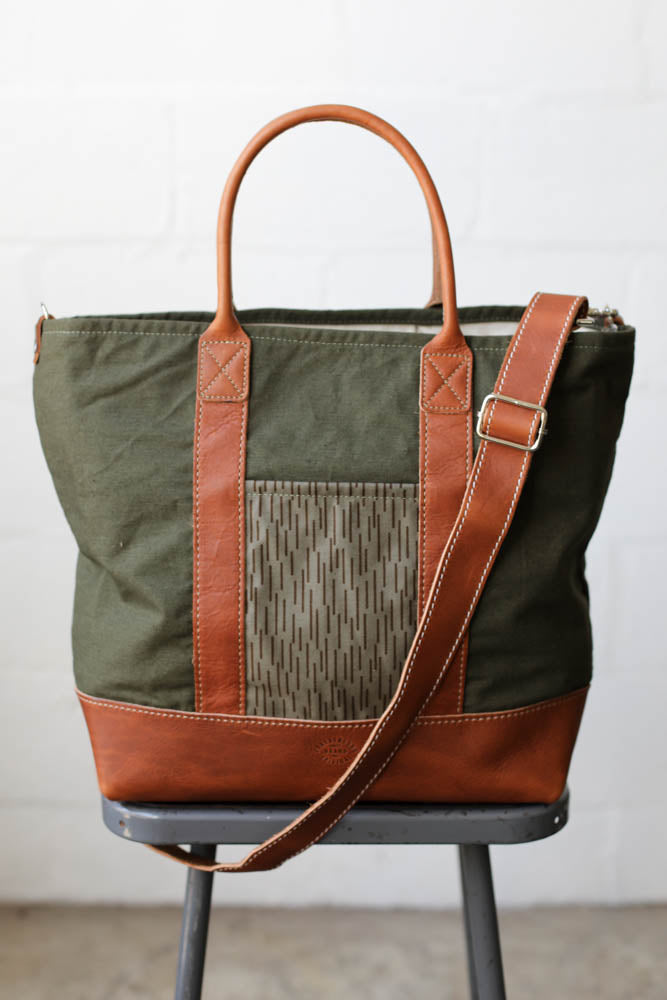 WWII era Salvaged Canvas & Camo Tote Bag
