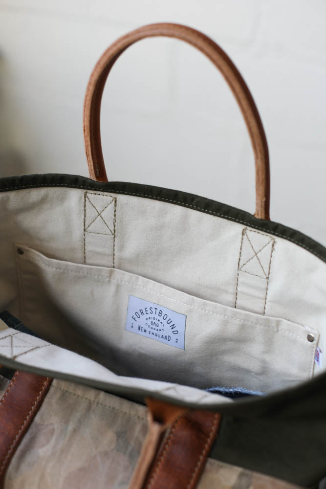 WWII era Salvaged Canvas & Camo Tote Bag