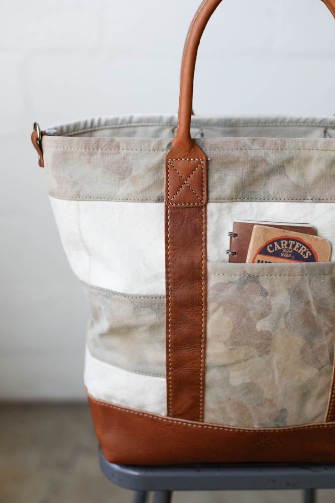 WWII era Salvaged Canvas & Camo Tote Bag