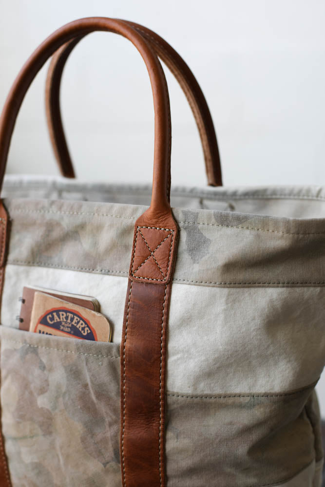 WWII era Salvaged Canvas & Camo Tote Bag